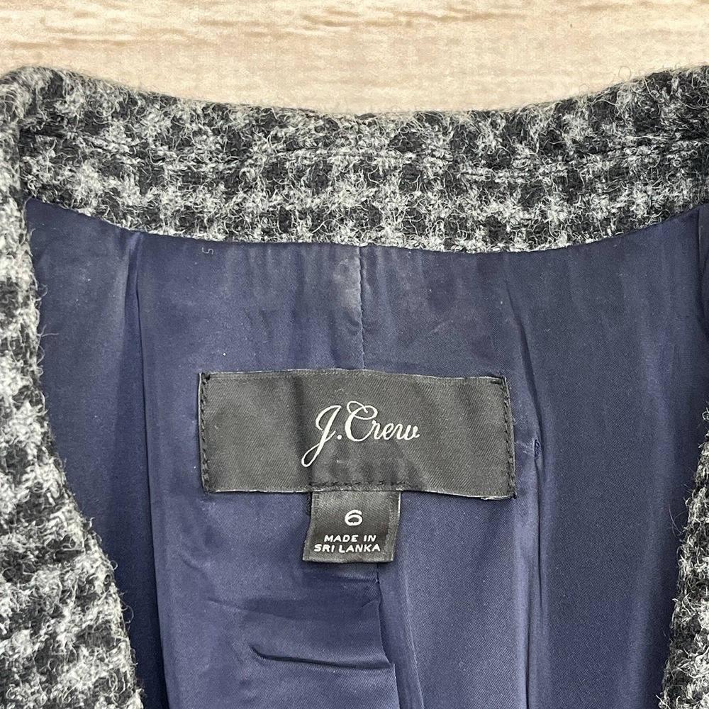 J. Crew Blazer Parke Womens size 6 Wool in Houndstooth Slate Grey Black Lined - Picture 3 of 7
